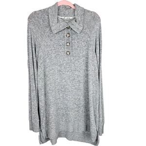 Saturday Sunday by Anthropologie Tunic Sweater Button Front Gray